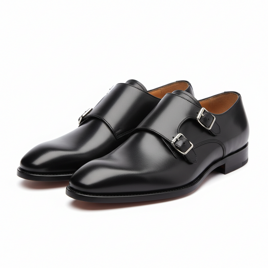 Black Double Monk Strap Formal Shoes