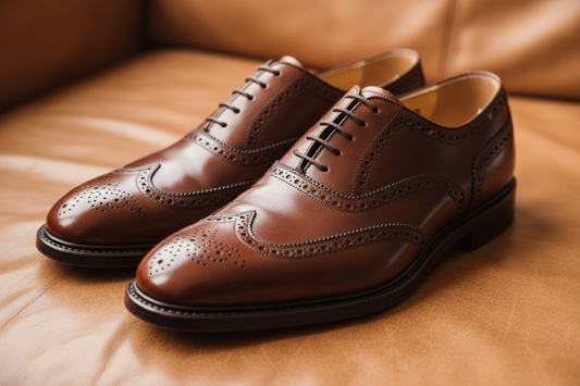 Brown Leather Brogue Formal Shoes for Men